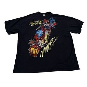 Vintage Y2K Miskeen‎ Originals Men's 3XL Black Hand Painted Shirt Skate Hip Hop
